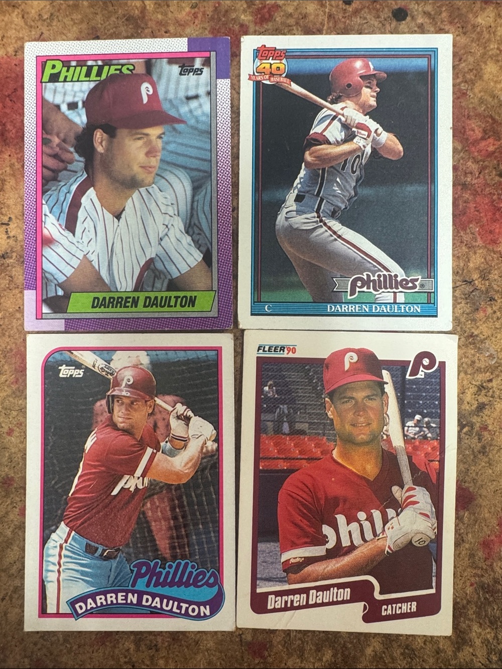 Darren Daulton Philadelphia Phillies Baseball Card Lot - Red/White